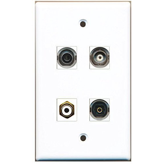 RiteAV - 1 Port RCA White 1 Port Toslink 1 Port 3.5mm 1 Port BNC Wall Plate