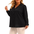 thumbnail image 4 of Agnes Orinda Plus Size Chiffon Shirt for Women's Long Sleeve Button Down V Neck Collared Tops Office Shirts, 4 of 5