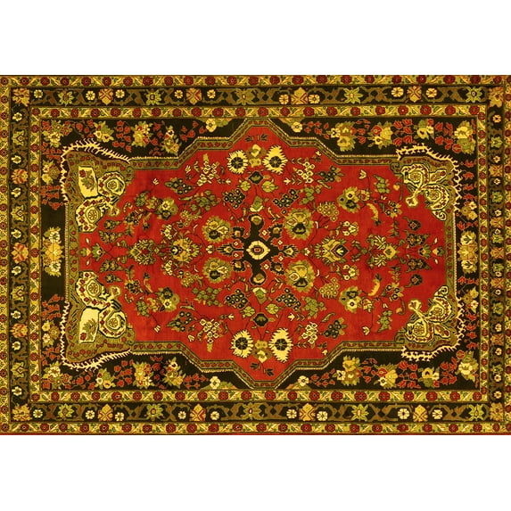 Ahgly Company Indoor Rectangle Persian Yellow Traditional Area Rugs, 8' x 12'