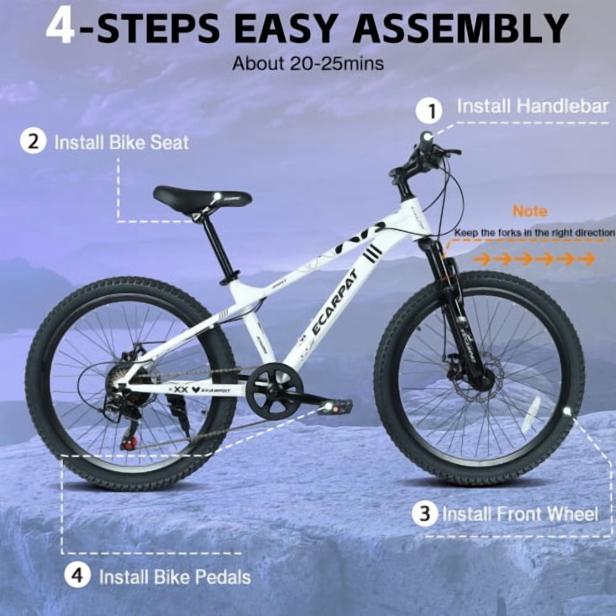 Harmie Mountain Bike 21 Speed Precision Shifting for All Terrains Dual Disc Brakes for Reliable Stopping Power Adult Riders Mountain Bicycle White Front Suspension 24 Inch Steel Frame 21 Speed