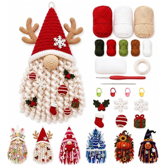 DIY Seasonal 3D Crochet Door Hanger Kit Collection Wall Hanging Complete Beginner-Friendly Crochet Kit with Yarn, Filling & Step-by-Step Instructions Handmade Farmhouse Holiday Porch Decor
