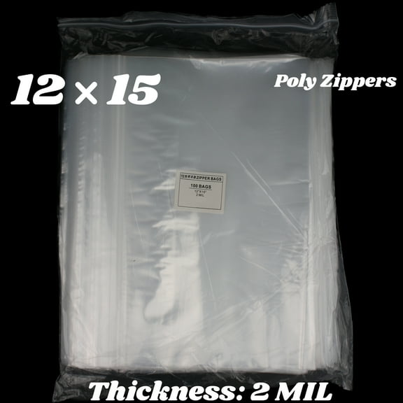 100-1000pcs 12"x15" Clear 2 Mil Zipper Bags Poly Plastic Reclosable Zip Storage Large