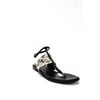 Pre-owned|Donald J Pliner Womens Snakeskin Printed Crystal T-Strap Sandals Black Size 10