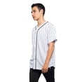 thumbnail image 2 of Men's Hipster Hip Hop Button Down Pin Striped Baseball Jersey Short Sleeve Shirt BJ44 - White - Medium, 2 of 5