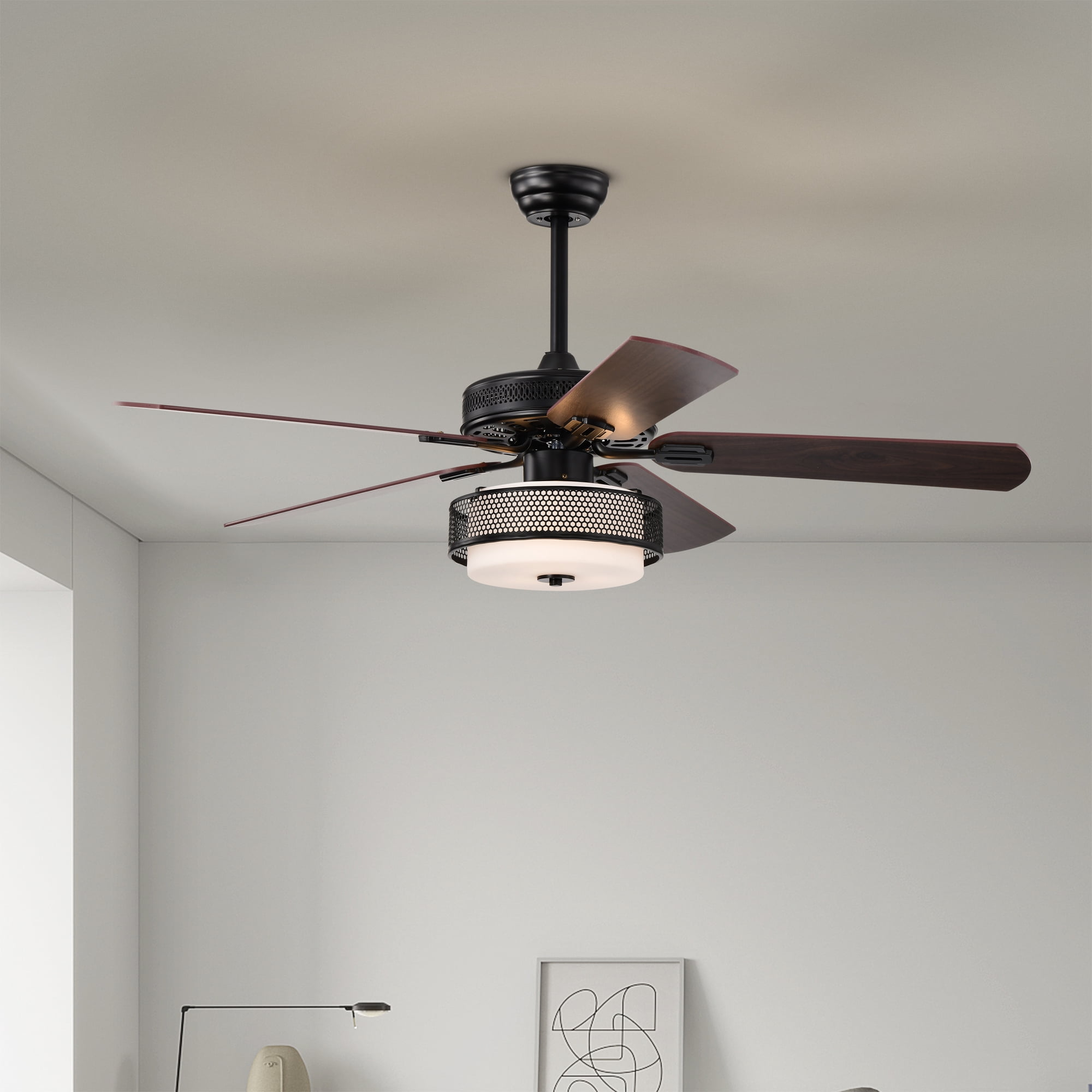 Alistair 52 in. 4-Light Indoor Matte Black Finish Ceiling Fan with Light Kit