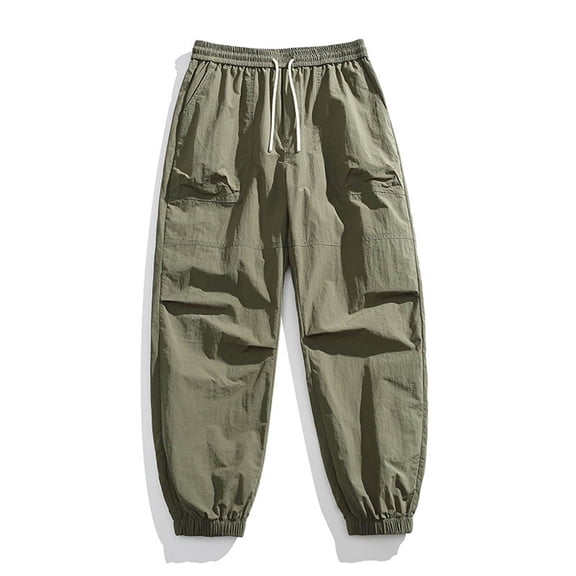 GSPCLAM Cargo Pants for Men Summer Drawstring Lightweight Pants with Multi Pockets Moisture Wicking Gym Pants for Training