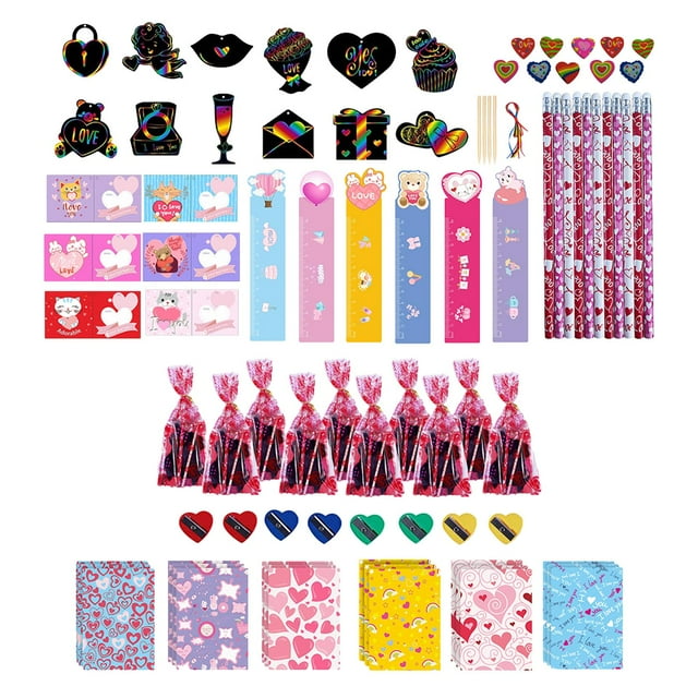 Favores de fiesta del día de San Valentín, juego de papelería a granel para el día de San Valentín, escuela, San Valentín, intercambio para niños,