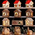 thumbnail image 2 of Cabaña colgante de madera Natural con luces LED cálidas, adornos navideños, lámpara de Castillo brillante de madera, regalos de Año Nuevo, juguetes para niños, 2 of 4