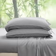 thumbnail image 4 of Simple&Opulence 100% Viscose from Bamboo Sheet Set 3Pcs, Cooling for Hot Sleepers, Soft Breathable Bed Sheets Set, 15" Deep Pockets, Luxury Hotel Silky Bedding Sheets (Gray,Twin), 4 of 7