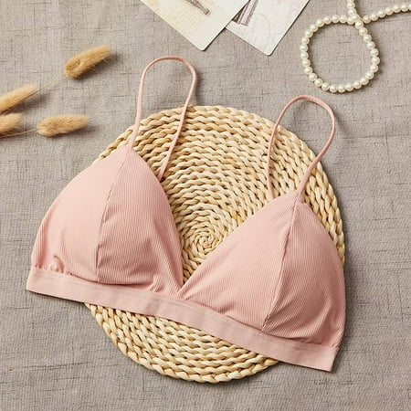 

Deepwonder Bralette for Women Triangle Cups Thin Shoulder Strap Beauty Back Bra Sexy Deep V-Neck Solid Color Tube Top