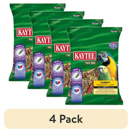 (4 pack) Kaytee Forti-Diet Parrot Food, 8 Pounds