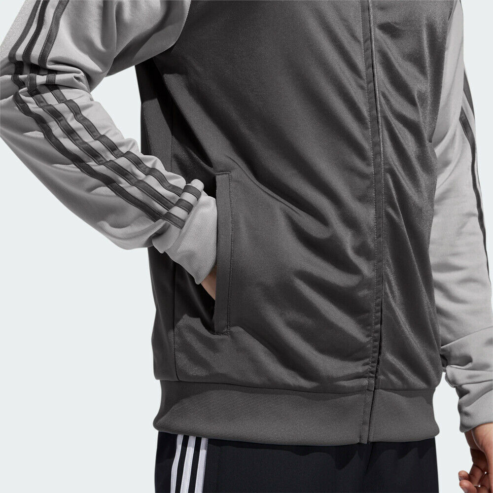 Adidas Essentials Men's 3-Stripes Track Jacket Grey Six/Solid Grey FI8177 - image 4 of 6