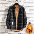 thumbnail image 4 of Inglocry Men's Warm Sherpa Lined Fleece Plaid Flannel Shirt Jacket Mens Flannel Shirt Long Sleeve Navy 2XL, 4 of 4