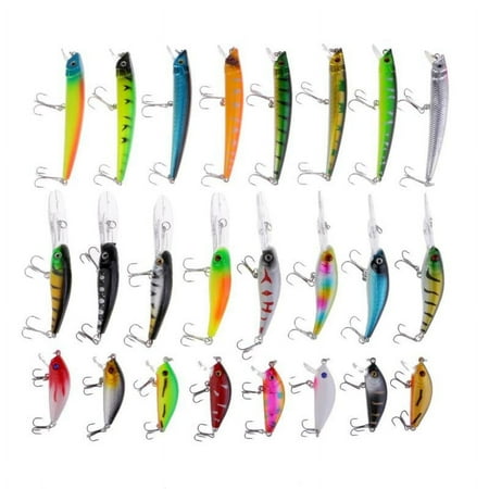 24pcs Minnow Fishing Lures Crankbaits Set Fishing Hard Baits Swimbaits Boat Topwater Lures for Trout Bass Perch Fishing