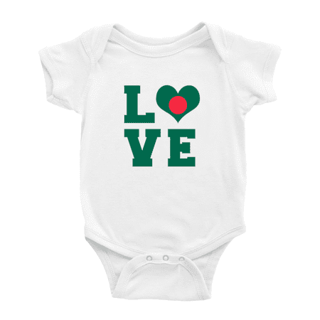 

Love Bangladesh Flag Heart Baby Rompers Bodysuit (White 3-6 Months)