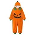thumbnail image 5 of BOOMNY Halloween Toddler Girls Flannel Romper Hallowmas Pumpkin Face Graphic Long Sleeve Hooded Jumpsuits for Kids Soft Warm One Piece Fuzzy Jumpsuit, 5 of 6