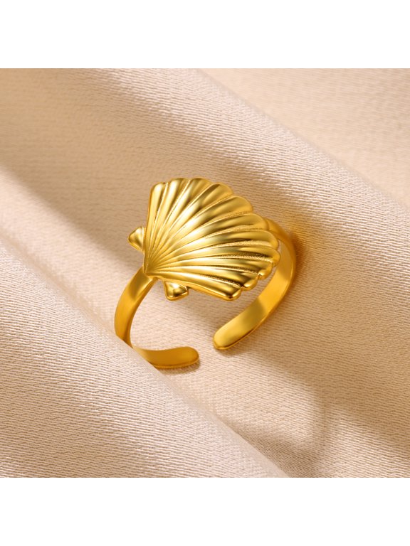 Vintage Women's Snail Shaped Ring in Gold Color Stainless Steel Open Ring for Wedding Summer Jewelry Gift 2 resizable+Gold Color