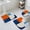 Multicolor, variant on Blue Burnt Orange Bath Mat 3 Piece Bathroom Rug Set, Modern Oil Painting Geometric Non Slip Bath Rug Contour Mat and Toilet Lid Cover, Absorbent Shower Mats Soft Bath Rugs and Mats Sets