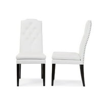 Baxton Studio Dylin Modern and Contemporary White Faux Leather Button-Tufted Nail heads Trim Dining Chair (Set of 2)