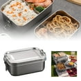 thumbnail image 1 of Stainless Steel Double Layer Lunch Compartment Lunch Student Square Outdoor Style Fresh Keeping Pantry Organization And Storage Storage Trays for Organizing Glass Storage Divided Food Storage, 1 of 4