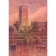 thumbnail image 2 of Thomas Charles Farrer 14x18 Gold Ornate Wood Frame and Double Matted Museum Art Print Titled - View of the Church of Saint John the Baptist, Chester, Cheshire, England, from the River&nbsp;Dee (1, 2 of 4