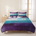 thumbnail image 3 of King Quilt Set 96''x106'', Purple Turquoise Lightweight Bedspread Coverlet with 2 Pillow Shams, Modern Abstract Oil Painting Art Geometric Breathable All Season Quilt Bedding for Bedroom/Guest Room, 3 of 9