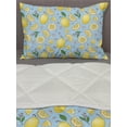thumbnail image 3 of Lemons Comforter & Sham Bedding Set, Colorful Citrus Floral Leaves Blossoms Pattern, 3 pcs Duvet Set Microfiber Filling Quilt, 5 Sizes, Pale Blue Pale Yellow, by Ambesonne, 3 of 4