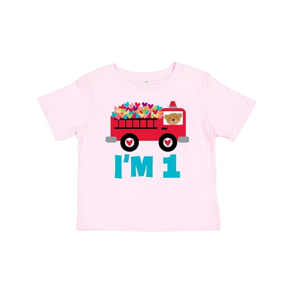 Inktastic 1st Birthday Fire Truck Boys or Girls Baby T-Shirt