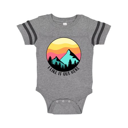 

Inktastic I Like it Out Here Mountains at Sunset Gift Baby Boy or Baby Girl Bodysuit