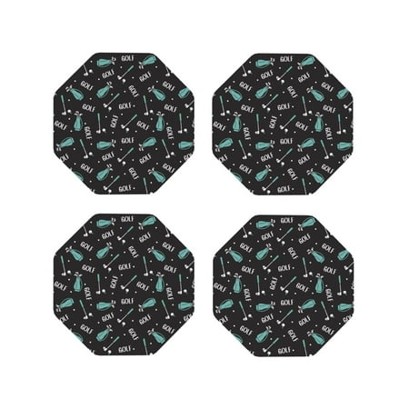 

Pofeuu Golf Bags And Balls Print Coasters for Drinks 4Pack PU Leather Coasters Bar Drink Coasters for Tabletop Protection Furniture from Damage-Octagon