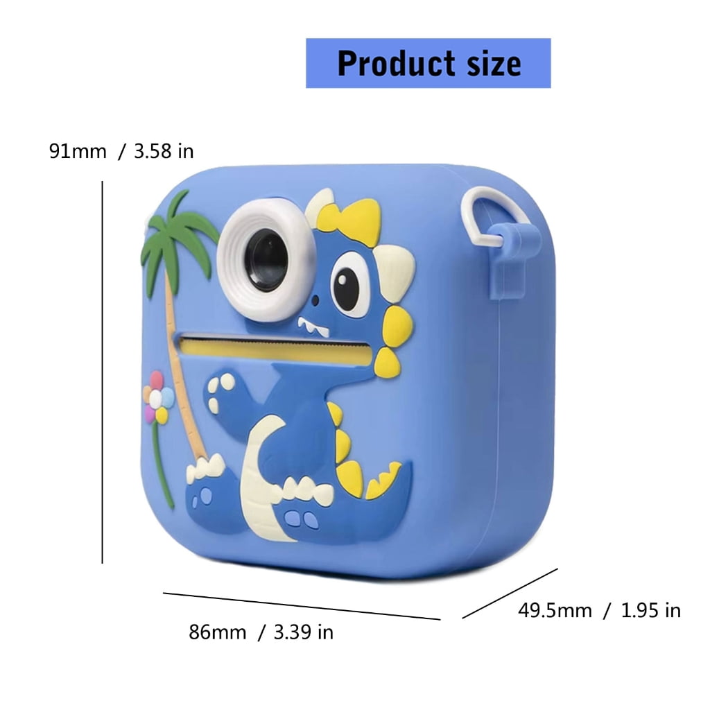 Dinosaur Shaped Kids Camera Instantly Photo Printer 1080P Video Recorder 2.4inDisplay 400mAh Battery Playful Learning Tool