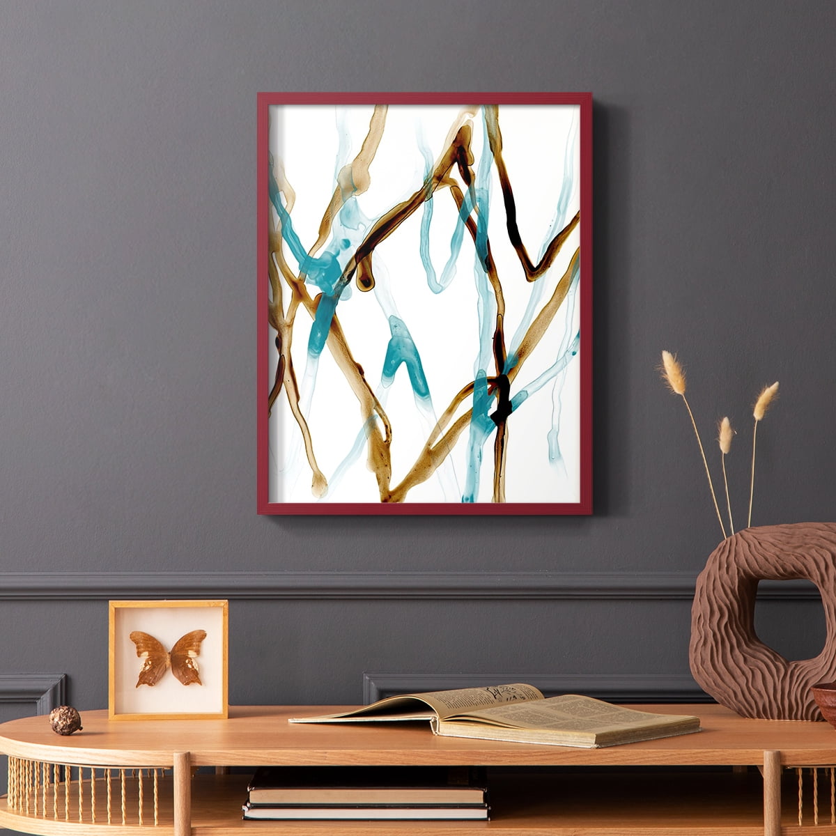 Runnel XVIII Framed Print in Red Solid Wood Framed Print No Nail Hanging