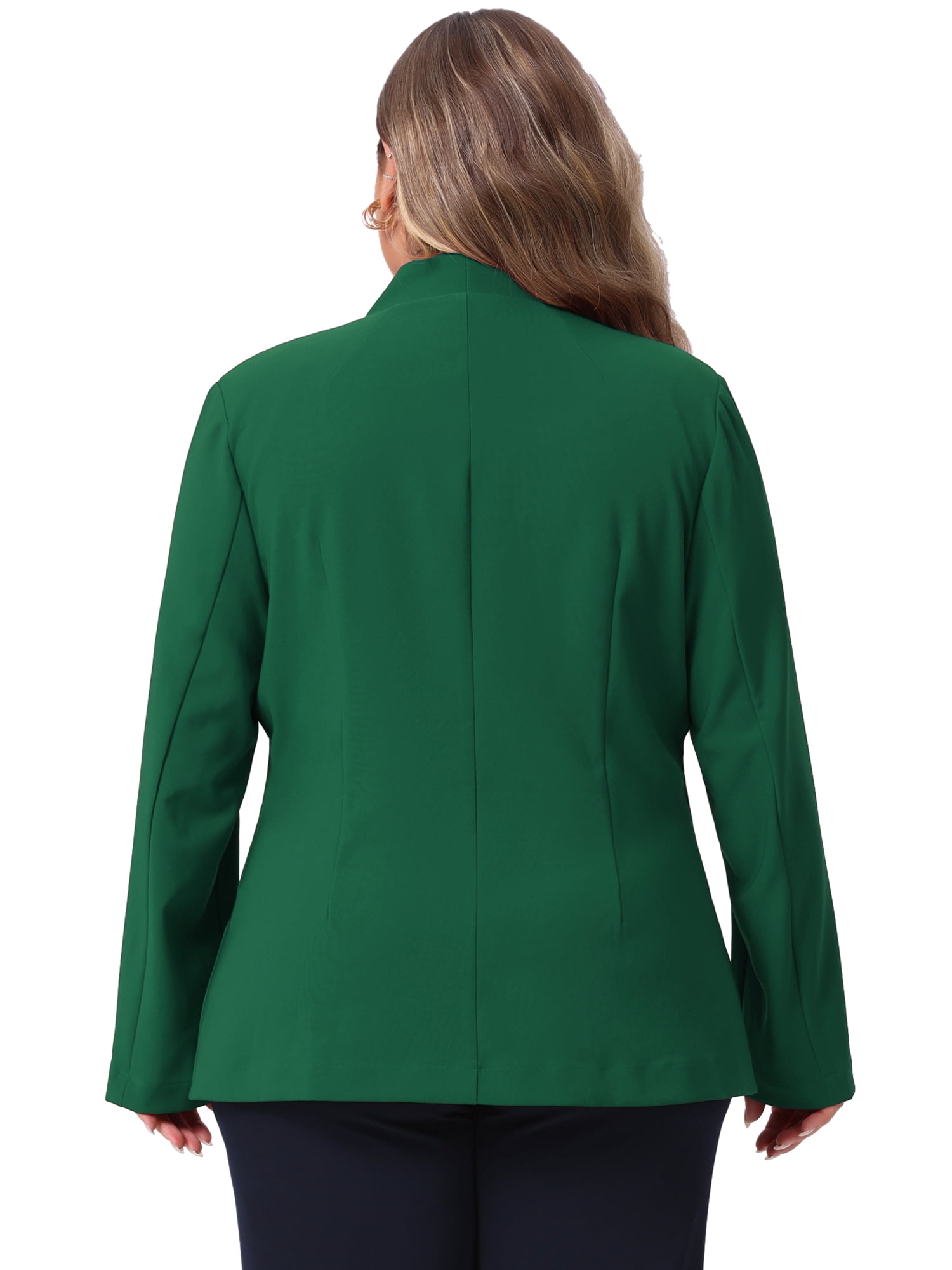DARING DIVA Women's Plus Blazer Business Open Front Work Office Jacket 1X Dark Green