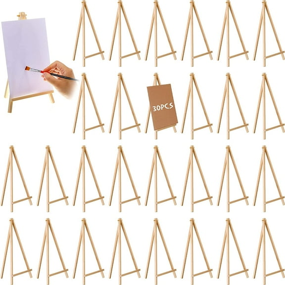 30 Pack Tall Wood Easels for Painting Wooden Easels Bulk Art Craft Painting Easel Stand Tabletop Display Triangle Easel Arts Crafts Tripod for Artist Adults Students (12 x 6 Inch) as shown in the