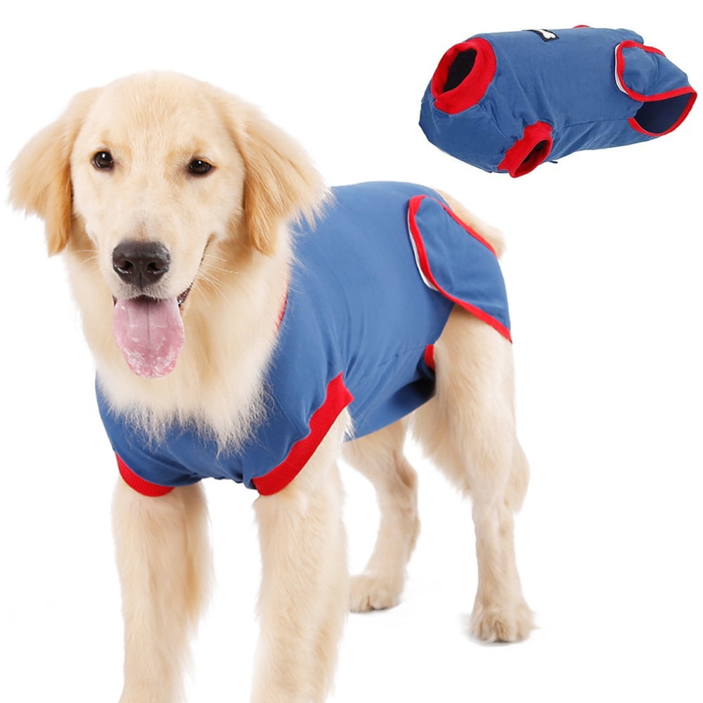 Soft Fabric Onesie Recovery Shirt for Male Female Dog Abdominal Wounds Bandages Cone E-Collar Alternative Anti-Licking Pet Surgical Recovery Snuggly Suit Recovery Suit for Dogs Cats After Surgery 