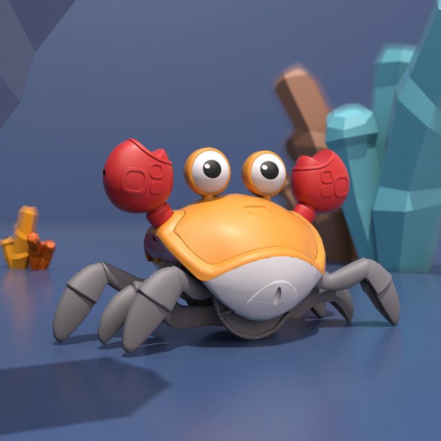 Cangrejo gateando para evitar obstáculos, mascota eléctrica para regalo de cumpleaños de bebé (naranja)