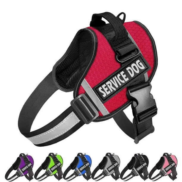 JSXD - Arnés para perro, sin tirar, con asa ajustable, chaleco para mascotas, chaleco de nailon reflectante 3M para razas, fácil control para perros pequeños, medianos y grandes, Rojo, S