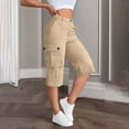thumbnail image 2 of Stamzod Women's Cargo Capris Loose Fit Casual Capri Pants Dressy Lightweight Outdoor Athletic Travel Cropped Pants Khaki L, 2 of 6