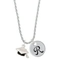 thumbnail image 1 of Delight Jewelry Silvertone 3-D Graduation Hat with 2020 Silvertone Script Initial Disc - R - Charm Necklace, 20"+3", 1 of 4