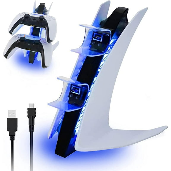 Charging Station for Playstation 5 Controller, Dual Controller Charger,Fast Charging Docking Station with Type-C Charging Cable