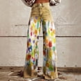 thumbnail image 2 of yunLCZ Women's Wide Leg Pants Wide Leg Pants Women's High Waisted Flower Patterned Pants Lightweight And Loose Casual Colorful Pants Heavyweight Pants Office Slacks, 2 of 4