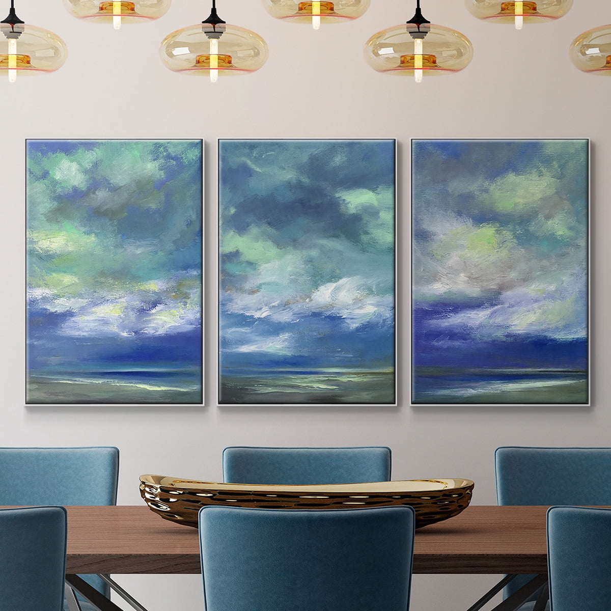 Island Dusk - Framed Premium Gallery Wrapped Canvas L Frame 3 Piece Set - Ready to Hang