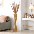 thumbnail image 3 of Tall Gold Resin Floor Vase - 23.6 Inch Modern Square Twist Vases for Home Decor, Large Decorative Vase for Dried Flowers, Pampas Grass, Centerpiece - Modern Gold Floor Decor, 3 of 8