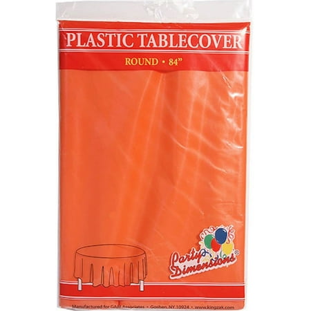 

Party Dimension Tablecloth Plastic Disposable Orange Round Tablecover for Weddings Banquets Parties 84 X 84 ( 1 Count )