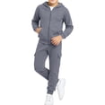 thumbnail image 5 of BRGZLK Kids 2 Piece Tracksuit Set 2026 Long Sleeve Solid Color Zip Up Hooded Sweatshirt and Elastic Waist Sweatpants Fleece Comfort Casual Sportswear Kids Fall Winter Clothes Dark Gray 3-4 Years, 5 of 7