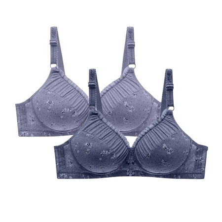 2PC Womens Push Up Bras Floral Embroidery Wireless Seamless Full Coverage Push Up Soft Everyday Yoga Workout Sport Bra Coffee 1 38 B