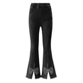 thumbnail image 2 of EnJoCho Girls' Flared Jeans Kids Denim Bootcut Pants Teen Trendy Asymmetric Lace Hem Bell Bottom Trousers Distressed Washed Jeggings Little Girl Flare Jeans, 2 of 4