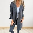 thumbnail image 4 of Women's Lapel Jacket Long Sleeved Woolen Coat Slim Jacket Office Pocket Casual Thin Cardigan for Autumn Winter, 4 of 8