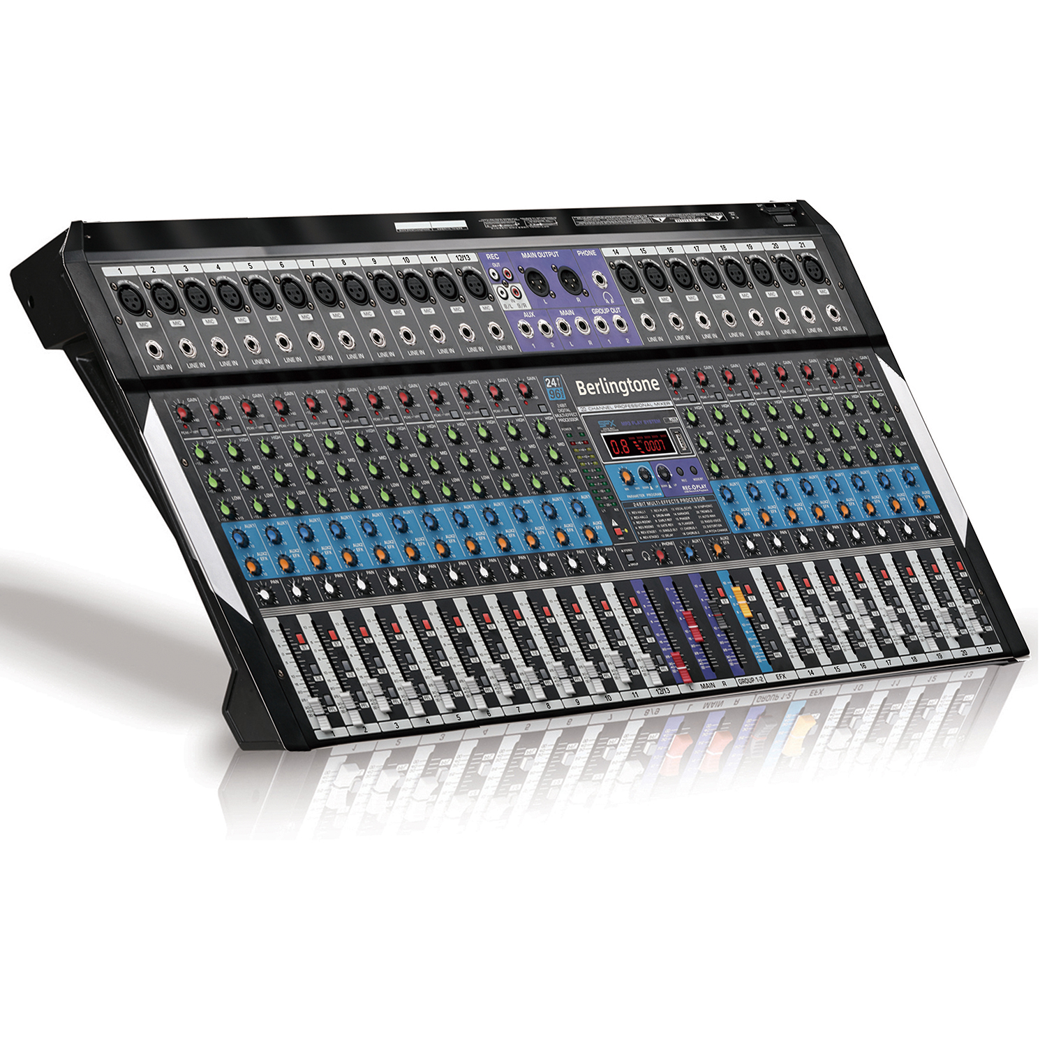 Berlingtone BR-20MX- 20 Channel Professional Bluetooth Studio Audio Mixer - DJ Sound Controller, USB MP3 Player, PC Recording,18 Microphone Jack, 48V Phantom Power, 24BIT Digital Effect, Metal chass