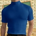 thumbnail image 2 of WTXUE Undershirts Short Sleeve, Mock Neck Shirts for Men Mock Turtleneck T Shirts Pullover Basic Designed Undershirt Slim Top Cotton Solid | Casual for Men Blue XL, 2 of 5